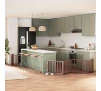 Genérico Puerta de Perros Plegable 8 Paneles Madera álamo marrón 640 cm,Productos para Mascotas,Productos para Mascotas,Productos para Perros,Casetas y cercados para perros-3155578