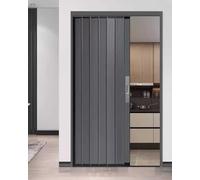 Genérico Puerta Plegable Interior con Cerradura y Llave, Puerta Corrediza Retráctil de Metal, Acordeón con Mosquitero para Dormitorio y Cocina