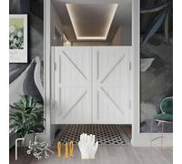Genérico Puertas Batientes, Puerta Vaiven Puerta Abatible De Café W 60-160cm H 100cm Puertas De Media Cintura, Puerta De Vaquero Madera Maciza, con Bisagras Cierre Automático(White,W72 x H90cm)