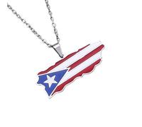 Genérico Puerto Rico Map Pendant Necklaces Puerto Rico Flag Map Necklace Rican Cities Pendant Jewelry Gifts for Ricans Women Men (B)