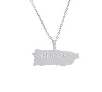 Genérico Puerto Rico Map Pendant Necklaces Puerto Rico Flag Map Necklace Rican Cities Pendant Jewelry Gifts for Ricans Women Men (J)
