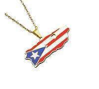 Genérico Puerto Rico Map Pendant Necklaces Puerto Rico Flag Map Necklace Rican Cities Pendant Jewelry Gifts for Ricans Women Men (C)