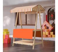 Genérico Puesto De Mercado Con Toldo, Carrito De Comida Callejera De Madera, Puestos Plegables, Para Venta De Alimentos,para Puestos Callejeros, Ferias De Artesanía(Orange 2,110x190cm/43.3x74.8in)