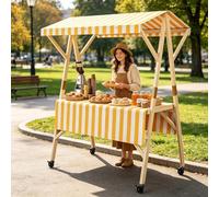 Genérico Puesto de Mercado con toldo, Carrito De Comida Móvil, Carrito De Vendedor De Comida para Puestos Callejeros, Ferias De Artesanía(Yellow A,120cm/47.2in)