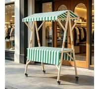 Genérico Puesto de Mercado con toldo, Carrito De Comida Móvil, Carrito De Vendedor De Comida para Puestos Callejeros, Ferias De Artesanía(Green A,120cm/47.2in)