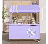 Genérico Puesto de Mercado con toldo, carrito de vendedor de comida, carrito de comida móvil, para Venta de Alimentos,para Puestos callejeros, ferias de artesanía(Purple,120x200cm/47.2x78.7in)