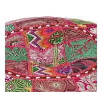Genérico Puf Redondo de pachtwork algodón Hecho a Mano 40x20 cm Rosa,Otomanas-246574