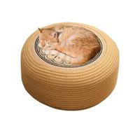 Genérico Puff de Ratán,Taburete Tejido Y Reposapiés - Cojín Tatami para Jardín, Terraza, Porche, Deck Exterior y Área de Piscina