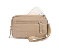 Genérico Puffer Wristlet Wallet Fits Phone, Convely Essential Wristlet Wallet, Nylon Quilted Wallets with 3 Zipper Purse for Women (Khaki)