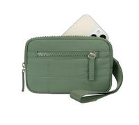 Genérico Puffer Wristlet Wallet Fits Phone, Convely Essential Wristlet Wallet, Nylon Quilted Wallets with 3 Zipper Purse for Women (Green)