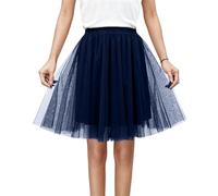 Generico Puffy - Falda de tul de 5 capas para mujer, tutú de novia y noche, dama de honor, falda para baile de salón Tango ChaCha y bailes de sociedad Altas Líneas de Vida Carnaval, azul navy, XL