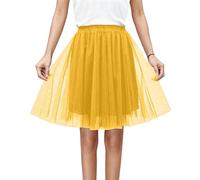 Generico Puffy - Falda de tul de 5 capas para mujer, tutú de novia y noche, dama de honor, falda para baile de salón Tango ChaCha y bailes de sociedad Altas Líneas de Vida Carnaval, dorado, XXXL