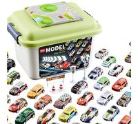 Generico Pull Back - Juego De Vehículos De Aleación Mini, Coche De Carreras De Fricción | Colección De Coche De Juguete, Vehículos Coloridos De Construcción Y Emergencia, Pequeños Coches De Empuje