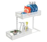 Genérico Pull Out Cabinet Organizer, Under Sink Storage Organizers, Height Adjustable Kitchen Shelf, Multi Tier Organization Rack for Pantry, Cupboard, Closet, Bathroom, Laundry Room, Utility Use