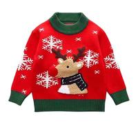 Genérico Pullover de Noël pour Enfant Avec Motif de Renne, Maille Douce et Chaud, Manches Longues, Idéal pour Garçons et Filles de 3 à 6 ANS (Red, 18-24 Months)