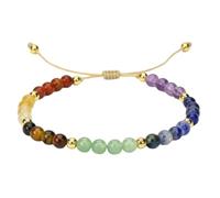 Genérico Pulsera 7 Chakras con Piedras Naturales, Ajustable 25cm, Tejida a Mano, Unisex, Diseño Meditación y Yoga, Baño de Oro (Jaspe, amatista,ojo de tigre)