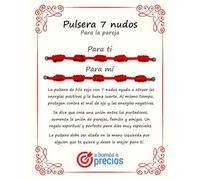 Genérico - Pulsera 7 nudos roja - Contra el mal de ojo - Hilo rojo protección energía negativa - Amuleto para la buena suerte y la amistad - Hombre mujer niños pareja familia amigos (1 Pack)