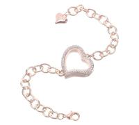 Genérico Pulsera Ajustable con Medallón Forma de Corazón Relicario con Foto Aleación Dorada Pulsera con Pedrería para Celebraciones y Recuerdo de Momentos Obsequios