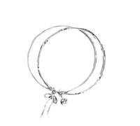 Genérico Pulsera Amistad Arcilla Pulsera Sweet Double Layer Bow Bell Bracelet Exquisite Double Layer Design With Playful Bell Sound Showing The Perfect Combination Of And Caucho (o-Silver, One Size)