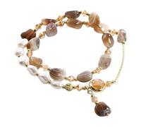 Generico Pulsera Bisutería Dainty Gold Plated Bracelets For Women Trendy Amber And Hand Chain Ankle Adjustable Beaded Bracelet For Lady Regalos Chicos, Talla única, Plástico, No Gemstone