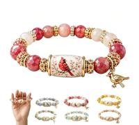 Genérico Pulsera Bluebird Blessings de edición limitada 2026, pulsera inspiradora con cuentas de colibrí (unisex), que significa: amor, paz y bendiciones de primavera(Red)