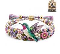 Genérico Pulsera Bordada De Pájaro Hecha A Mano, Joyería Bordada Floral For Lo Femenino, Regalo De Recuerdo, Regalo For Mujeres Y Amantes De Las Aves(A)
