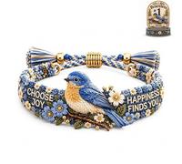Genérico Pulsera Bordada De Pájaro Hecha A Mano, Joyería Bordada Floral For Lo Femenino, Regalo De Recuerdo, Regalo For Mujeres Y Amantes De Las Aves(B)