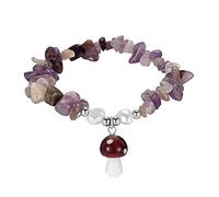 Genérico Pulsera con Colgante de Seta y Perlas de Piedra Natural para Mujer Pulsera Curativa con Cristales de Chakras Joyería de Hilo EláStico Pulsera de Piedra Simple y de Moda