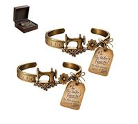 Genérico Pulsera con diseño de máquina de coser, detalle de cinta métrica vintage, ideal para amantes de la costura, quilters y diseñadores (2Pcs)