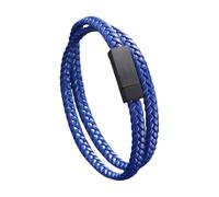 Genérico Pulsera Cuero Hombre, Pulsera Trenzada De Cuero Para Mujer, Doble Vuelta, Cuerda Trenzada, Joyería Con Hebilla, Hecha A Mano, Vintage, Para Parejas, Regalos, Azul, 16,5 Cm