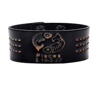 Genérico Pulsera De 2 Piezas Con 12 Constelaciones, Pulsera Ancha De Cuero Del Zodiaco, Pulsera Gótica Rock Punk, Joyería Con Encanto Para Hombres Y Mujeres, Leo Negro
