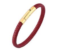 Genérico Pulsera De Cordón De Cuero Para Hombre, Hecha A Mano Con Cuerda Trenzada Y Cierre Magnético. Un Regalo Encantador Para Él, Tu Novio, En Cumpleaños O Navidad. Color Rojo. 17,5 Cm.