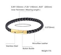 Genérico Pulsera De Cordón De Cuero Para Hombre, Hecha A Mano Con Cuerda Trenzada Y Cierre Magnético. Un Regalo Encantador Para Él, Tu Novio, En Cumpleaños O Navidad. Disponible En Azul Y Gris.