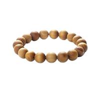 Genérico Pulsera de cuentas madera Arborvitae 6/8/10MM, brazaletes elásticos con Aroma pera y flor negra(Style 03)