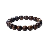 Genérico Pulsera de cuentas madera Arborvitae 6/8/10MM, brazaletes elásticos con Aroma pera y flor negra(Style 06)