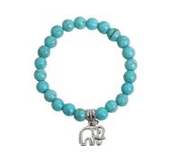 Genérico Pulsera De Cuentas Turquesas Para Hombres Y Mujeres, Pulsera De Piedras Preciosas Naturales De 8 Mm, Cuentas De Cristal, Joyería Espiritual, Regalo De Cumpleaños, Colgante De Elefante.