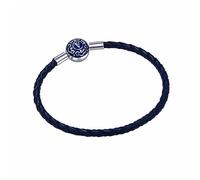 Genérico Pulsera De Cuero Con Cuentas De Plata De Ley 925 Para Mujer, Diseño De Nubes Auspiciosas, Inicial Letra V, Brazalete Con Caja De Regalo. Joyería Vintage Para Él O Ella. Ideal Para Tu Al