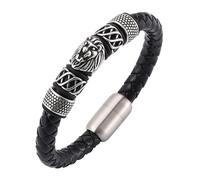 Genérico Pulsera De Cuero Genuino Para Hombre, Pulsera De Cuero Con Cierre Magnético, Negra, Trenzada A Mano, Joyería De Moda Para Hombre, Regalo Para Adolescentes, Cumpleaños, Graduación, Hijo.