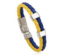 Genérico Pulsera De Cuero Para Hombre, Pulsera Tejida Con Bandera Nacional, Pulsera De Cuero Trenzado Multicapa, Pulseras De Puño Torcidas, Joyería Con Encanto Étnico Vintage, Idea De Regalo Par