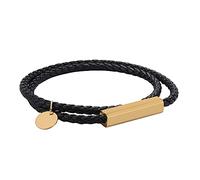 Genérico Pulsera De Cuero Trenzado Para Hombre, Hecha A Mano, Grabable, Negra, Con Cierre Magnético, Joyería De Moda Para Hombre, Regalo Para Adolescentes, Cumpleaños, Graduación, Hijo.