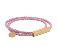 Genérico Pulsera De Cuero Trenzado Para Hombre, Hecha A Mano, Grabable, Rosa, Con Cierre Magnético, Joyería De Moda Para Hombre, Regalo Para Adolescentes, Cumpleaños, Graduación, Hijo.