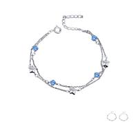 Genérico Pulsera de Doble Capa con Diseño de Mar Estrellado para Hermanas, Pulsera Ajustable de la Amistad Apilable, Regalos para Mejores Amigas (Blue Diamond,One Size)