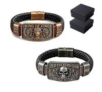 Genérico Pulsera de fe King of Kings, pulsera cristiana ajustable, regalo, pulsera inspiradora religiosa de Cristo es mi fuerza, pulsera de motociclista con calavera para hombres, marido, papá (#AB)