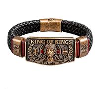 Genérico Pulsera de Fe Rey de Reyes, Brazalete Cristiano de Metal Ajustable, Pulsera Inspiradora Cristo es mi Fuerza, Recuerdo Religioso para Esposo, Padre o Pastor (1pc)