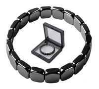 Genérico Pulsera de hematita para hombre, elástica negra, que aumenta la confianza, regalo inspirador para hombres (A)