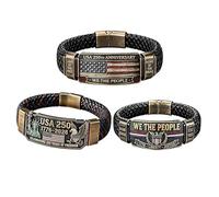 Genérico Pulsera de la Libertad American Legacy del 250.º aniversario, Pulseras temáticas de 250 años de libertad para el 4 de julio, ideales como recuerdos para fiestas Independencia. (ABC#)