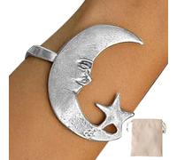 Genérico Pulsera De Luna Y Estrella | Pulsera Abierta Con Patrón De Estrellas Y Luna - Joyería De Moda Regalo Sentimental Para Adolescentes Mujeres Familia Parejas Amigos