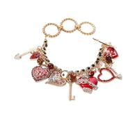 Generico Pulsera de Navidad Simpático Corazón Rojo de Amor incrustado con varita mágica y flecha