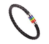Genérico Pulsera de Orgullo LGBTQ trenzada a mano tejida cuero PU elegante Regalo joyería amistad LGBT para hombres mujeres adolescentes y amigos