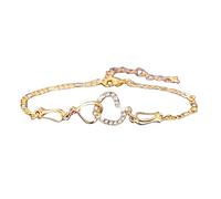 Genérico Pulsera de oro a la para mujer, joyería chapada en forma de corazón, tobillera para niñas, pulsera para mujer, regalo Encanto Amistad Pulsera Equipo (Gold, One Size)
